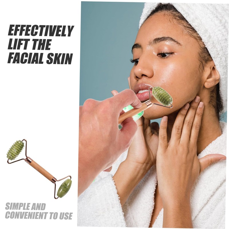 Mikinona Jade Roller Set Dual Head Facial Massage Tool Rose