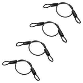 PATIKIL 3/16" Dia Vinyl Coated Stainless Steel Cable with Loops, 4 Pcs 2 ft (20") Flexible Wire Rope Security Chain Lanyard Lock for Outdoor Stage Lighting Luggage Lock, Black