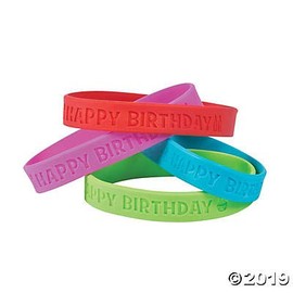 Fun Express Happy Birthday Rubber Bracelets - 24 Pieces - Educational and Learning Activities for Kids