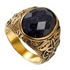 JewelryWe Jewellery Men's Ring Purple Sandstone Stainless Steel Retro Classic