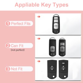 XUPEIXUN 3 Pcs Pink Car Accessories for Mazda 3 6 8 Miata MX-5 CX-3 CX-5 CX-7 CX-9 Key Fob Cover with Bling Keychain Cute Push to Start Stop Button Cover