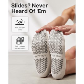 YOTTOY Pilates Socks for Women(6 Pairs)–Breathable, Grip-Enhanced Non-Slip Yoga Socks, Durable & Perfect for Home Workouts (US, Alpha, One Size, Regular, Regular, Multicolor)