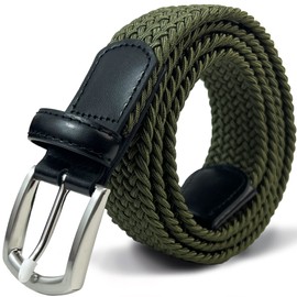 CHCSTAR Elastic Stretch Belt Men Big and Tall Belt Leather - Amy Green 59