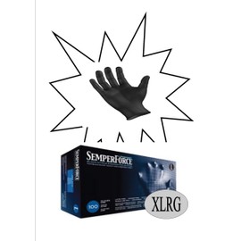 Sempermed BKNF105 SemperForce Black Nitrile Glove, 4 mil, Powder-Free, X-Large, Pack of 100