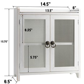 COLLECTIVE HOME - 2 Tiered Storage Cabinet, Countertop Cabinet, Wood Organizer for Kitchen Living Room Bedroom Bathroom Office with Magnetic Door, 15.75 x 14.5 x 6.5, White, 02