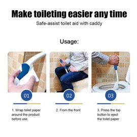 Toilet Aid, Foldable Long Reach Toilet Wiper Personal Wiping Aid with Storage Bag Tissue Grip Self Wipe Assist Holder 40cm Long for Pregnant After Surgery Seniors Arm Handicap
