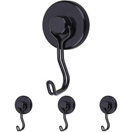 Harmiey Magnetic Hooks 100LB Cruise Refrigerator Heavy Duty Neodymium Rare Earth Magnetic Hangers,Rubber Scratch-Resistant Base，Ideal for Indoor/Outdoor Hanging(Black 4Pack)