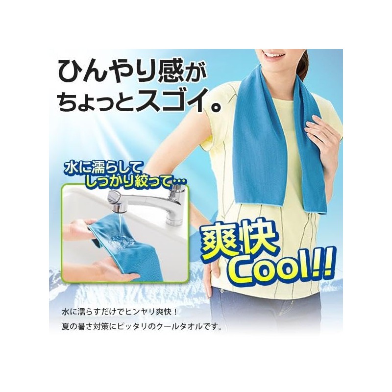 ライズジャパン 冷感タオル 3枚セット スポーツタオル 85×28cm 濡らして使う 汗拭き 無地 ひんやり HOUタオル3枚