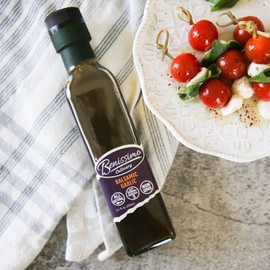 Benissimo Balsamic Garlic Herb Infused Oil Vinegar Blend, All Natural, Farm Fresh Herbs, Sizzle and Drizzle, 8.1 FL Oz