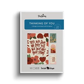 DaySpring - Thinking of You Greeting Cards - 4 Katygirl Design Assortment with Scripture - 12 Thinking of You Boxed Cards & Envelopes (U1207)