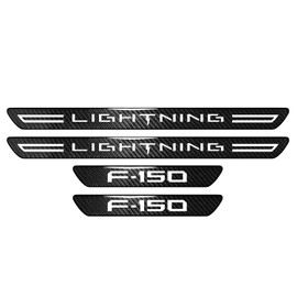 iPick Image for Ford F-150 Lightning Real Carbon Fiber 4 Pcs Universal Door Sill Step Protector Guard Decal Plates