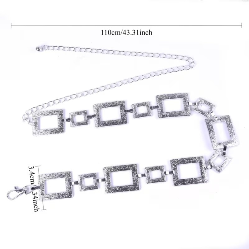 Silver Boho Chain Belt for Women Adjustable Waist Body Layering