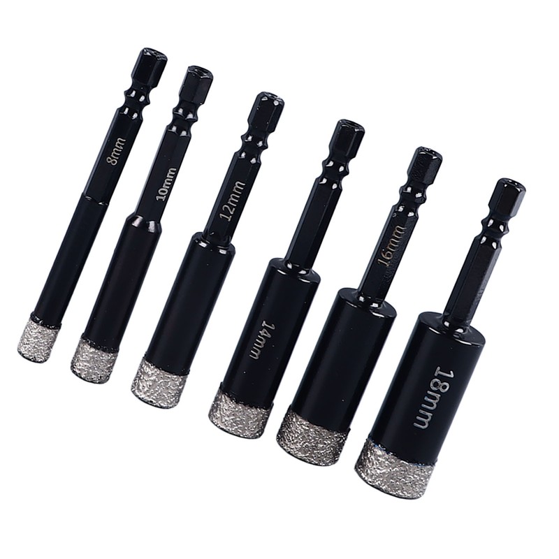 6Pcs Dry Diamond Drill Bit Kit 8 10 12 14
