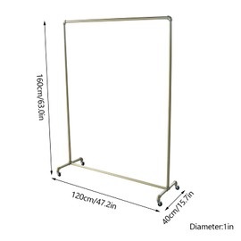 ILWorkTLs Rolling Industrial Pipe Clothing Rack,Heavy Duty Garment Racks with Wheels,Clothes Display Rack for Home Retail,Gold