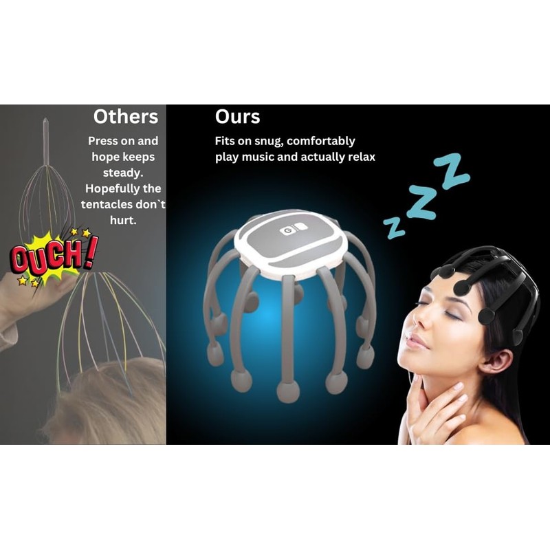 Azpen Black Electric Scalp Massager with Phone Music Connect +