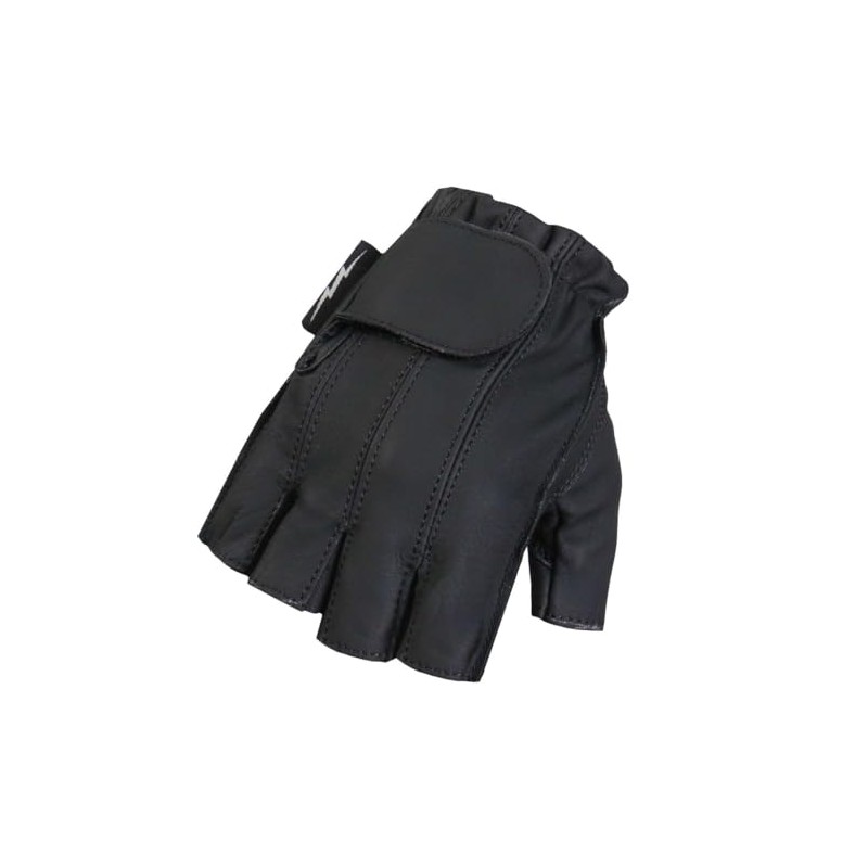 Hot Leathers Midnight Matte Fingerless Leather Gloves GVM1031-3X-Large