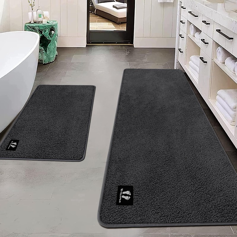 RTBQJ-AT Dark Grey Bath Mat Non Slip Extra Large Bath
