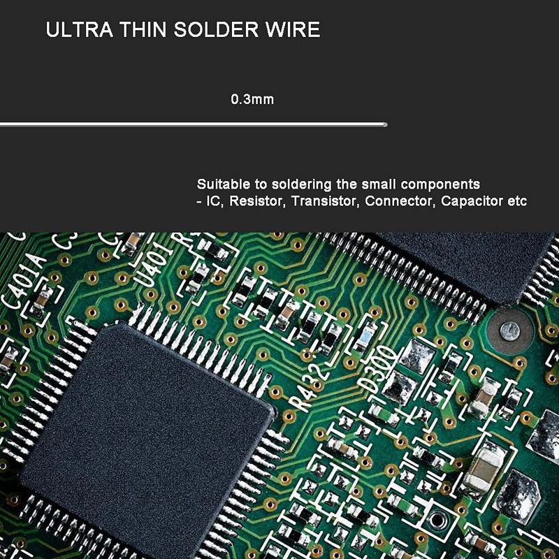 Ultra-Thin Solder Wire 0.01in 0.3mm Rosin Core Flux 2.5, Lead