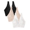 Smart & Sexy Women's Signature Lace Deep V Bralette, 3-Pack,