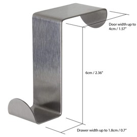iGadgitz Home U6895 Pack of 2 Stainless Steel Over Door Hooks Reversible Hangers for Cupboard Cabinet Drawer Kitchen Bathroom etc.