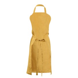 Amazhiyu Linen Apron with pockets, Linen Apron for Men and Women, Casual Solid Adjustable Unisex Apron, for Cleaning/Crafting/Gardening/Barbeque/Pottery/Baking Cross, Yellow