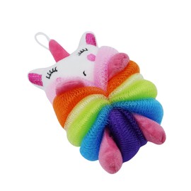 Suillty Unicorn Cartoon Animal Bath Shower Sponge Pouf Loofahs - Eco-Friendly Exfoliating Mesh Brush Mesh Bath Shower Ball Sponge - Exfoliate, Cleanse, Soothe Skin