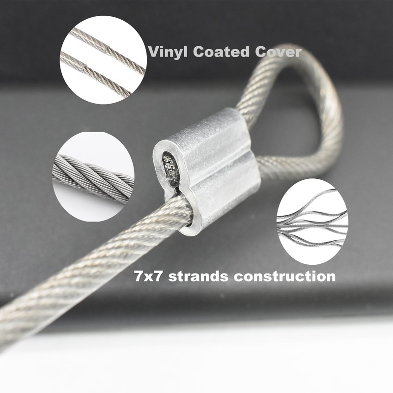 Floyutin 10 Pcs 2mm Wire 12 inch Vinyl Coated Stainless