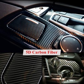 5D High Gloss Black Carbon Fiber Vinyl Bubble Free Air Release Car Wrap Film Automotive DIY Decals (96" x 48" / 8 FT x 4 FT)