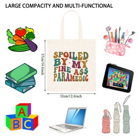 TSOTMO Paramedic Girlfriend Gift Medic Wife First Responder Gift Spoiled By My Fine Ass Paramedic Shopping Bag Ems Gift (Ass Paramedic tote CA)