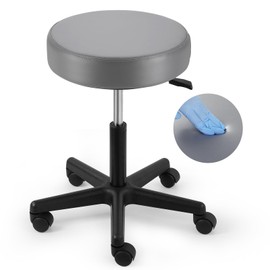 JMU Rolling Stool with Wheels, PVC Leather Large Seat, Heavy Duty Stool 400lbs Weight Capacity for Medical Massage Salon Tattoo Lab Office Home Black（Charcoal）