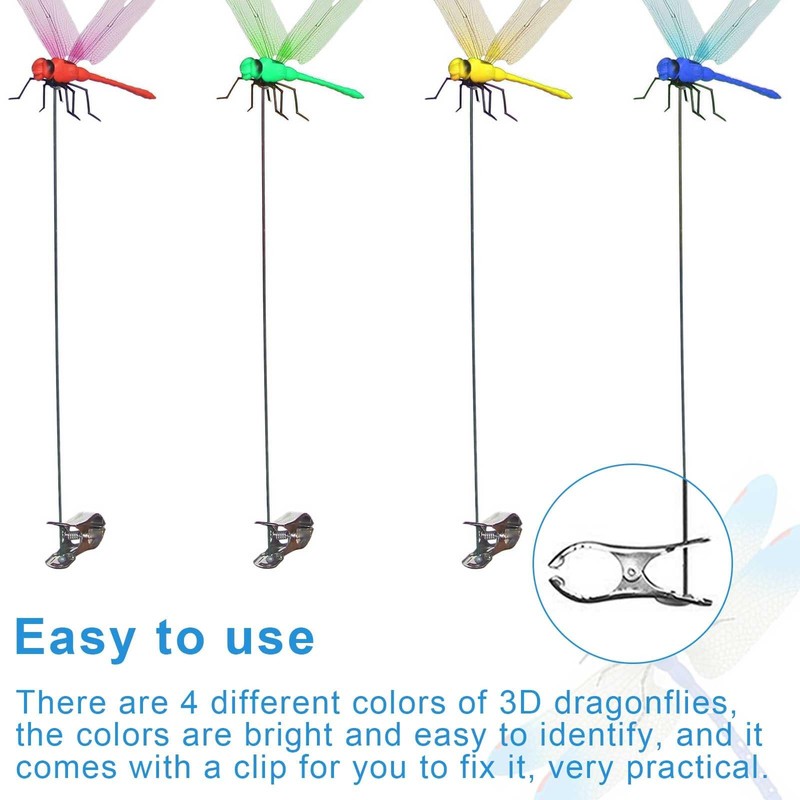 WJUAN Dragonfly Clip 4 Pieces, Span 12 cm Garden Dragonfly