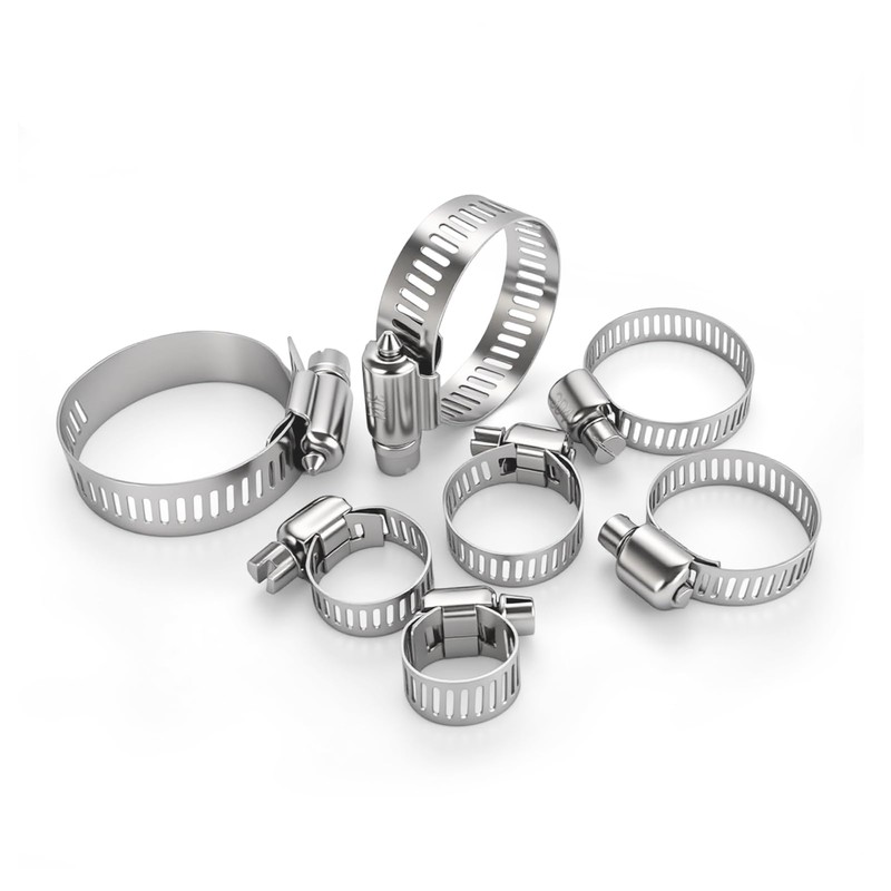 30PCS Stainless Steel Hose Clamps, 1/4" to 7/16" (6-12mm) Adjustable