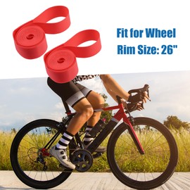 A ABSOPRO 26" Bike Wheel Rim Strip Rim Tape Inner Tube Band PVC Red (Set of 2)