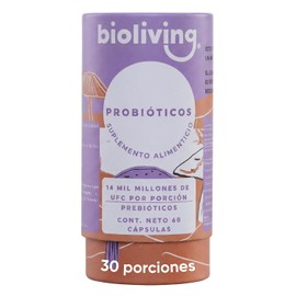 Probióticos Bioliving | 14,000 Millones por Porción con Lactobacillus y Bifidolac Ferium | Sin Azúcar ni Gluten | Apoyo Digestivo y Flora Intestinal | 60 Cápsulas 30 porciones