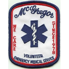 Embroidered Patch - Patches for Women Man - McGregor Volunteer Emergency Medical Service We Care Since 1978 EMS fire
