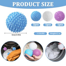 4 PCS Tumble Dryer Balls,Laundry Balls for Washing Machine,Washing Machine Balls,Reusable Dryer Balls,Energy-Saving and Non-Melting,for Accelerated Drying and Wrinkle Reduction (3 Colors)