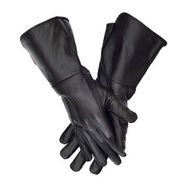 Generic Genuine Leather Medieval Long Cuff Gloves (Black, XX-Large)