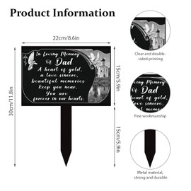 Memorial Stakes for Dad Metal Cemetery Plaque Sympathy Garden Grave Markers,11.8inch Sympathy Cemetery Garden Stake Decoration for Outdoors Yard(Dove)