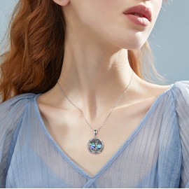 ONEFINITY Tree of Life Urn Necklaces for Ashes Sterling Silver Moss Agate Tree of Life Cremation Jewelry for Ashes Memory Jewelry for Women Men