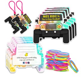 Duck Tags,You've Been Ducked Card, DCUK Duck Tags, Duck Ducking Game Card, 50 Pack, 3.5 x 2.5 inches, Duck Tag with Hole and Rubber Bands, SUV Car Design (Tie Dye-7FD19103)