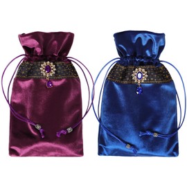 XWXLDD - 2 tarjetas de tarot grandes bolsas de velure para mazmorras y dragones, regalo azul, bolsa de adivinación de tarot (morado + azul (encaje dorado)