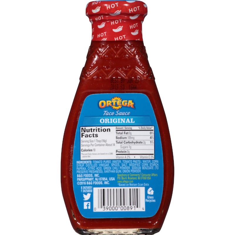 Ortega, Taco Sauce, 8oz Glass Jar (Pack of 3) (Choose