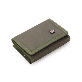 TOPTIE Mens Trifold Wallets with Zipper Coin Pocket, Canvas Billfold with ID Window-Army Green-1Pcs