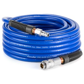Poppstar PVC Air Line Hose 6/12mm, 5m Long, Quick Coupling & Fitting, 20 bar, Blue