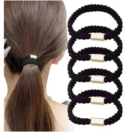 Herbeluemily Hair Elastic Simple Hair Accessories, Chic Elegant, Braided Design, Set of 5, Black