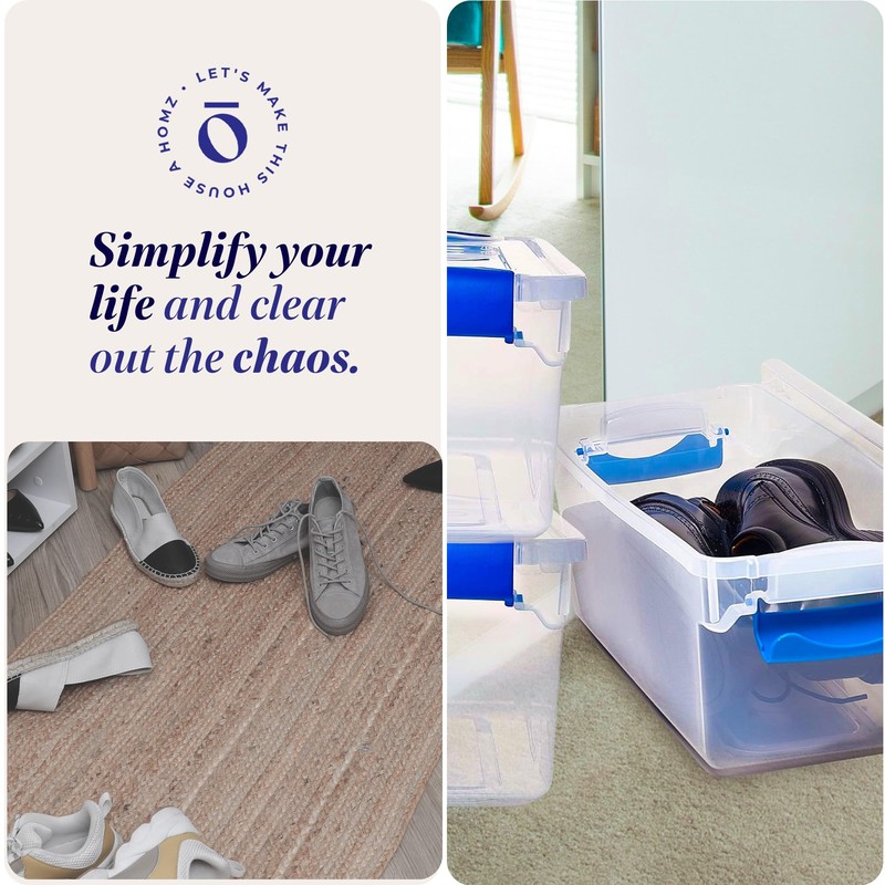 HOMZ 4-Pack Holiday Tote, Plastic Storage Organizer Bins with Lids,