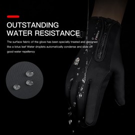 TEMEI Winter Thermal Gloves for Men and Women, Touch Screen Texting Fingers Waterproof Windproof Anti Slip Warm Gloves for Hiking Driving Running Cycling (Black, X-Large)