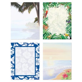 PaperDirect Everyday Tropical Border Paper, 100 Sheets Ocean, Beach, Palm Tree & Floral Designs, 8.5 x 11 Premium Printer Stationery Letterhead for Invitations, Flyers & Summer-Themed Prints