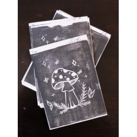 Small Mushroom Lino Print