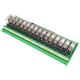 16 Channel AC/DC 24V Rail Mount Relay Interface Module PNP NPN SPDT 16A Pluggable Power Relay, G2R-1-E